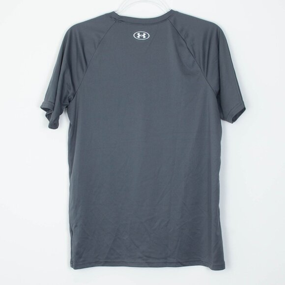 Under Armour Boys Heat Gear Short Sleeve Shirt Size Youth XL Gray Sports Logo - Picture 5 of 7